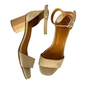 Coclico EUR 40 US 9 1/2 Heels Sandals Open Toe Suede Wood Block Heel Ankle